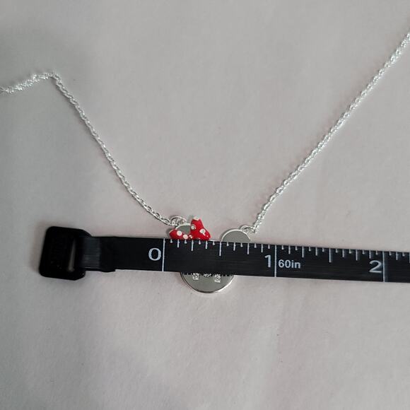 Disney Silver-Tone Clear Rhinestone Letter M Necklace Minnie Mouse Bow Pendent - Picture 12 of 15